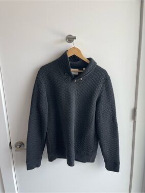 Billy Reid Men's Quilted Grey Pullover Sweater